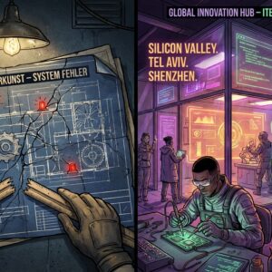 Ein dynamischer Vergleich von globalen Innovations-Hubs und agilen Arbeitsmethoden im Kontrast zur deutschen Fehlerkultur.